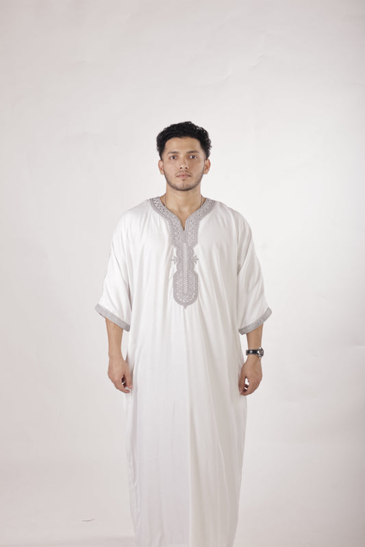 Premium Moroccan Thobe - Frosted Pearl