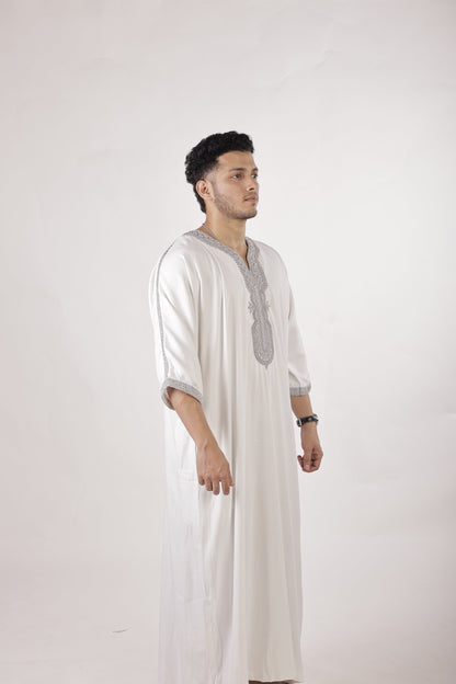 Premium Moroccan Thobe - Frosted Pearl