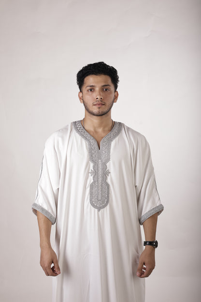 Premium Moroccan Thobe - Frosted Pearl