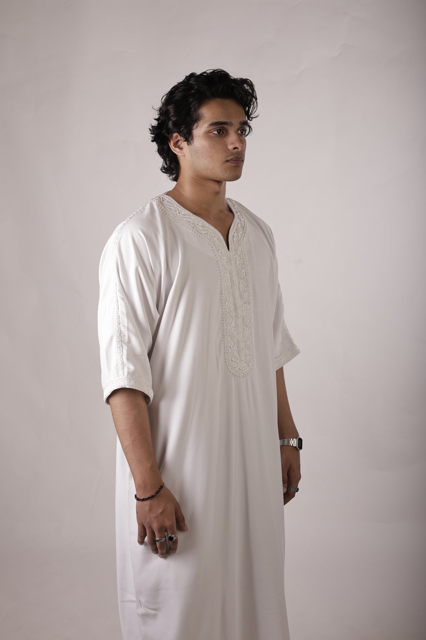 Premium Moroccan Thobe - Pearl White
