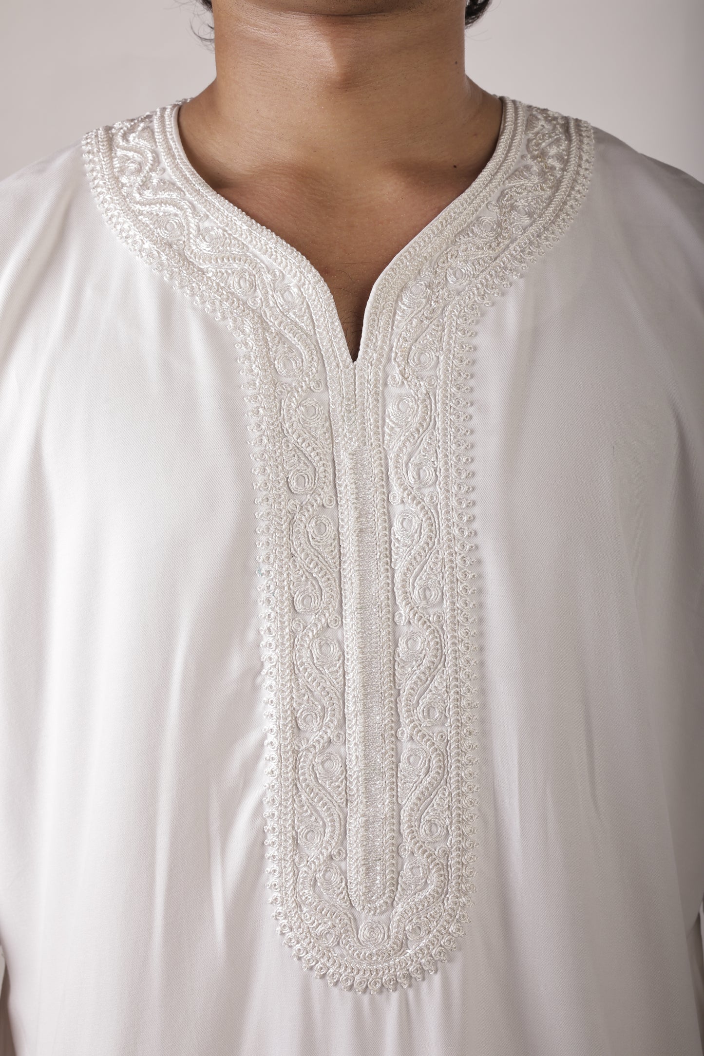Premium Moroccan Thobe - Pearl White