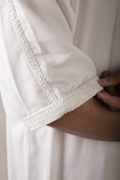Premium Moroccan Thobe - Pearl White