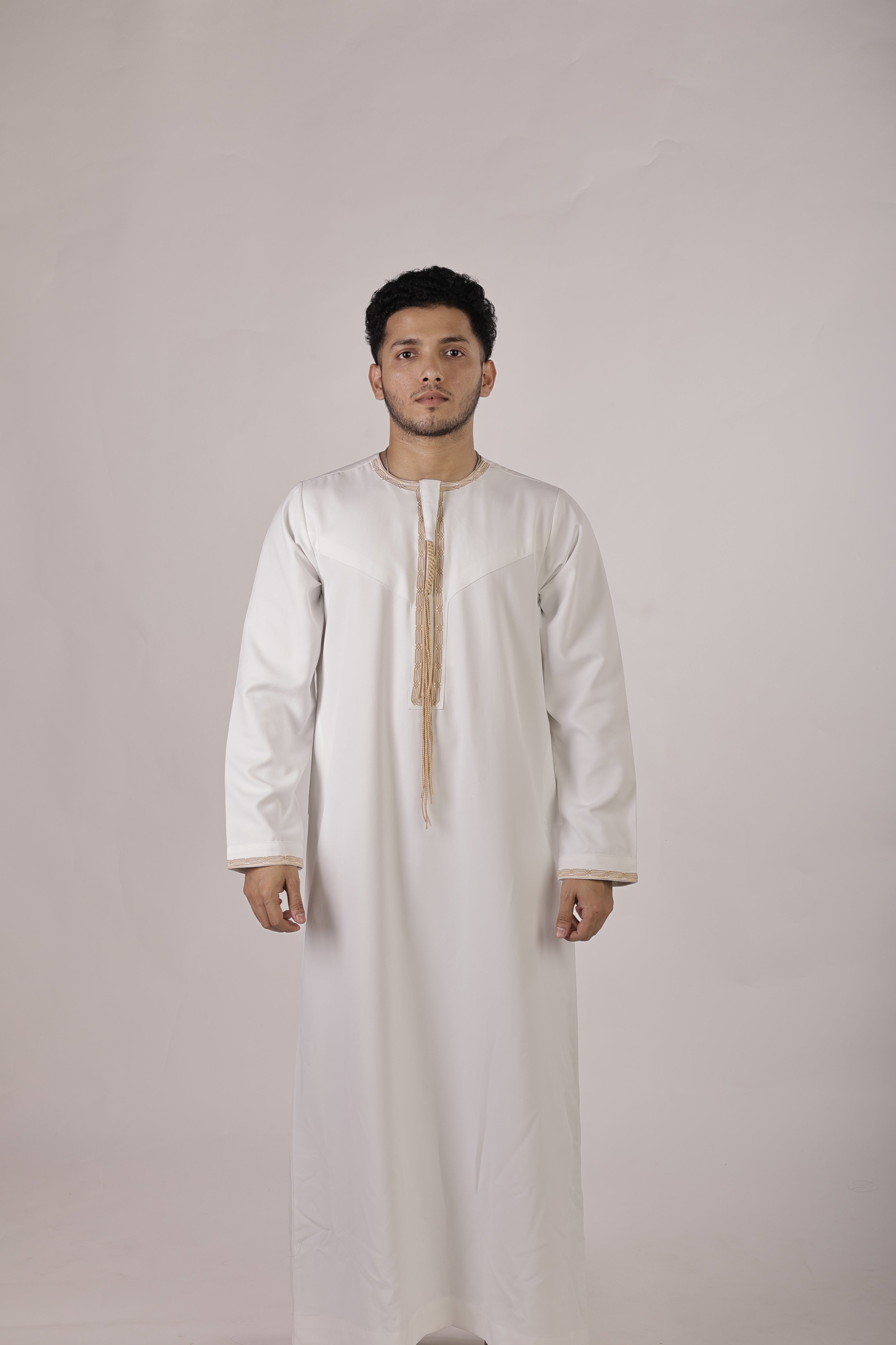Premium Omani Thobe - Two Tone (White)