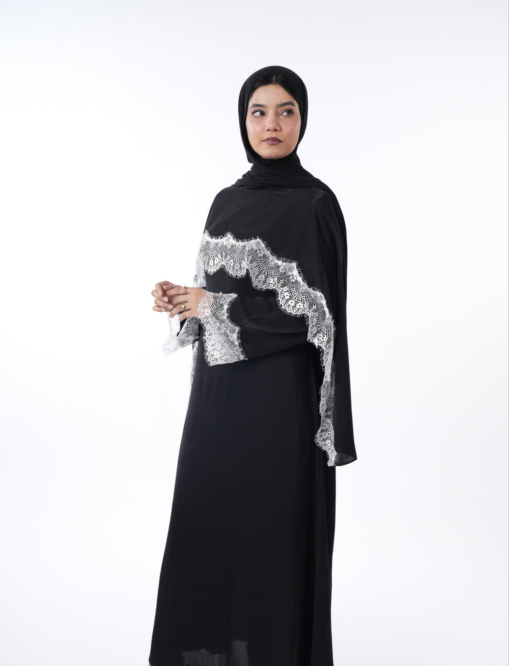 Lace Abaya - Black