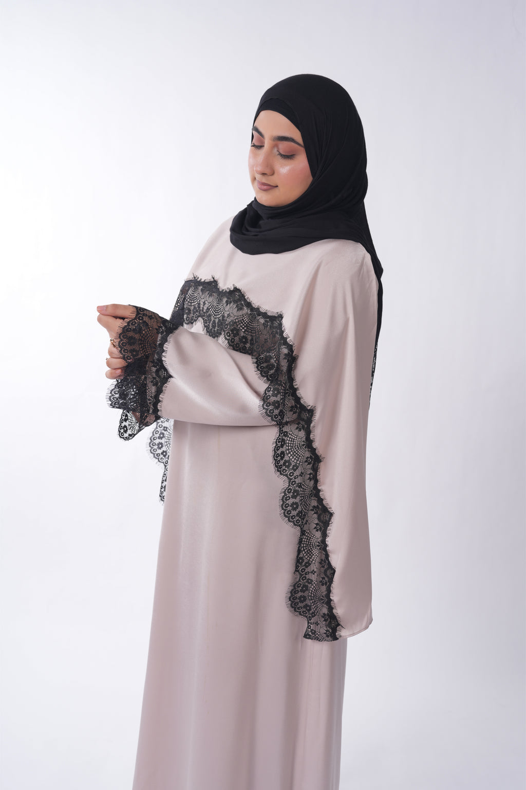 Lace Abaya - Beige
