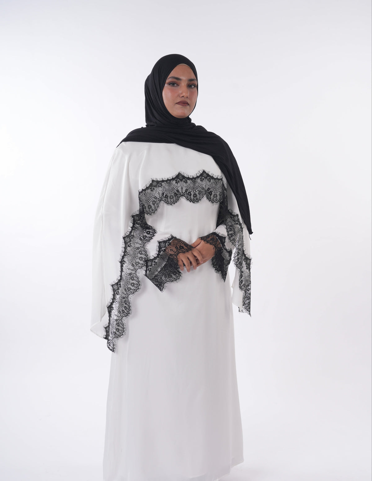 Lace Abaya - White