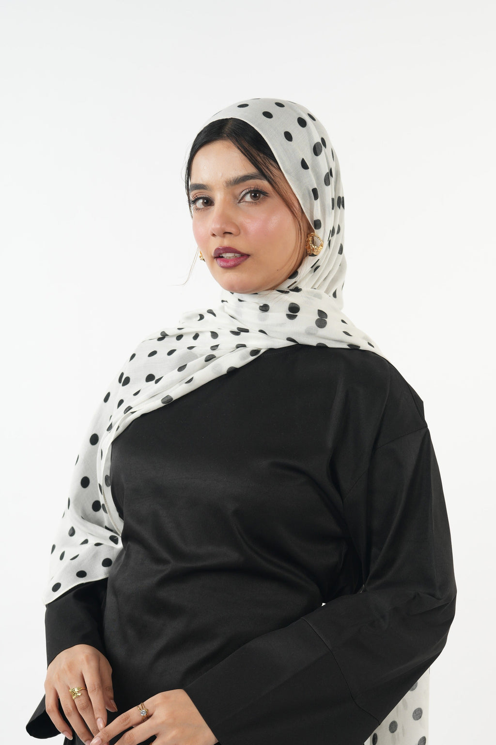 Printed Modal - White Polka Dot