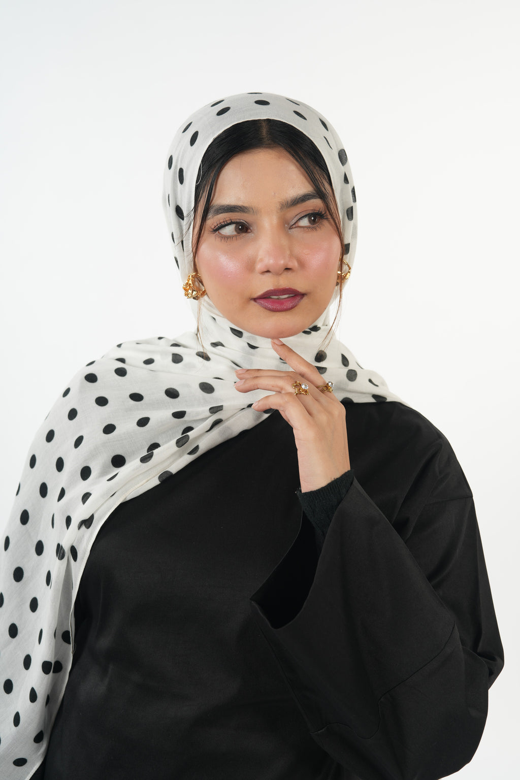 Printed Modal - White Polka Dot