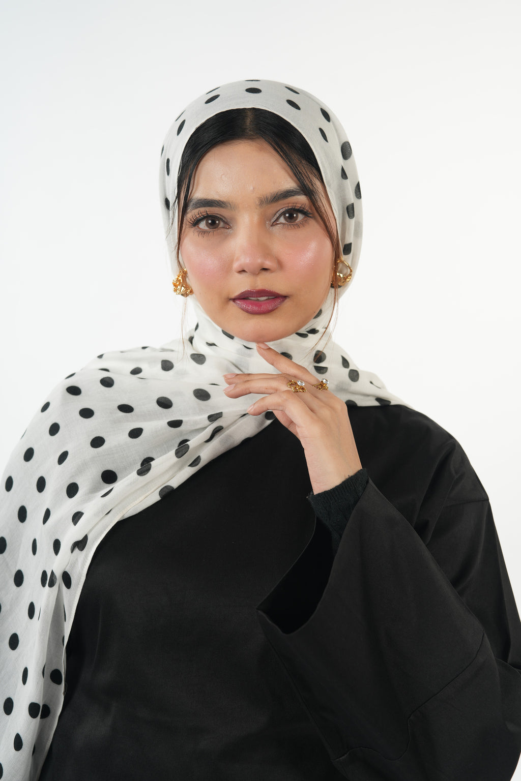 Printed Modal - White Polka Dot