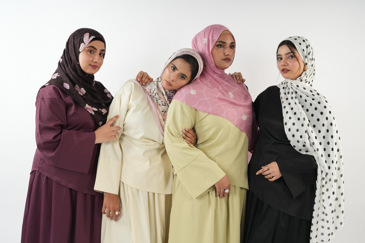 ByDhaaga fall collection of printed hijabs and coordinated modest outfits
