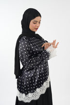 Premium Satin Top - Polka (Black)