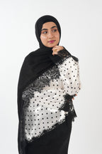 Premium Satin Top - Polka (White)