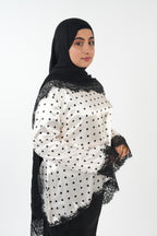 Premium Satin Top - Polka (White)