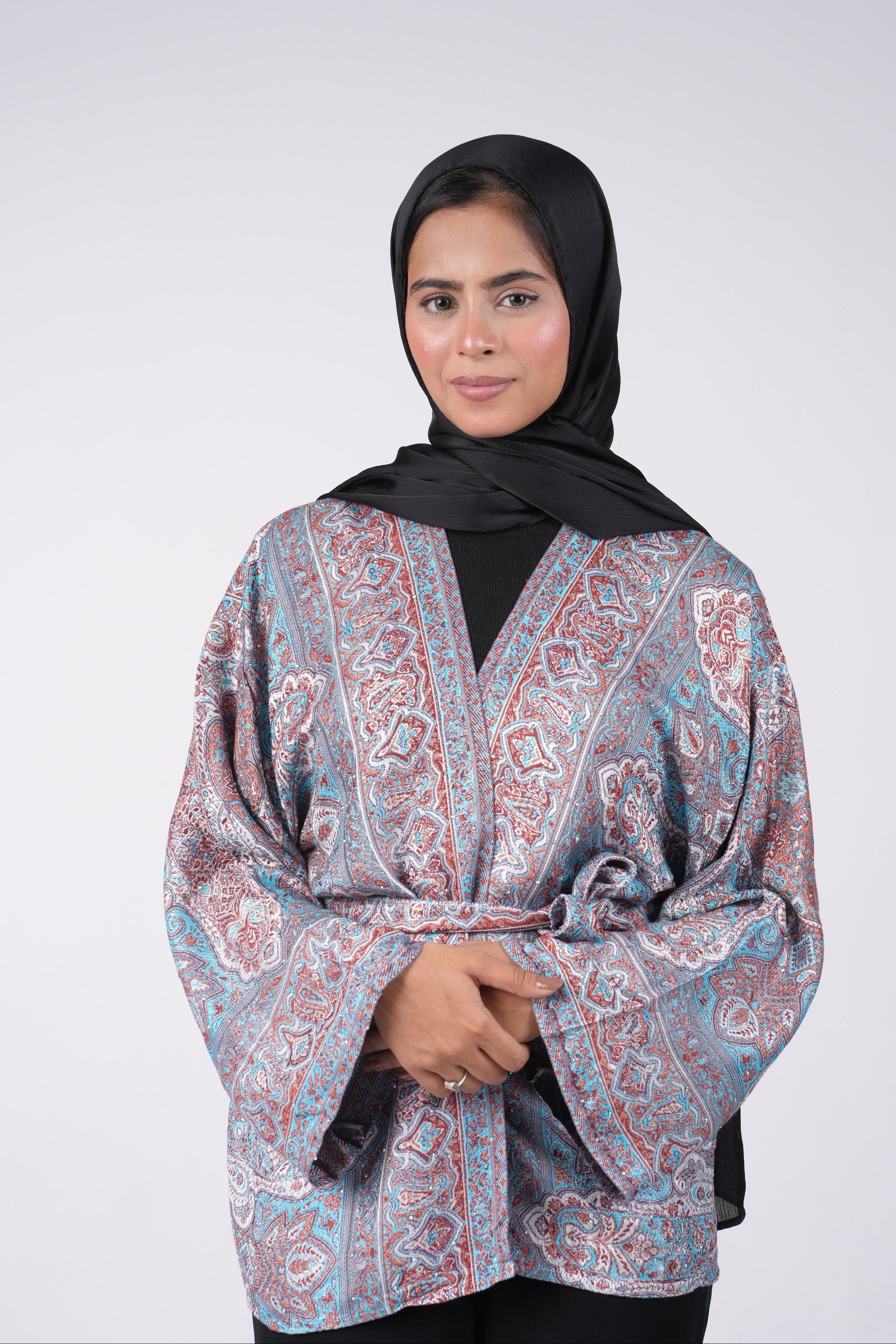 Pashmina Kimono - Blue & Brown
