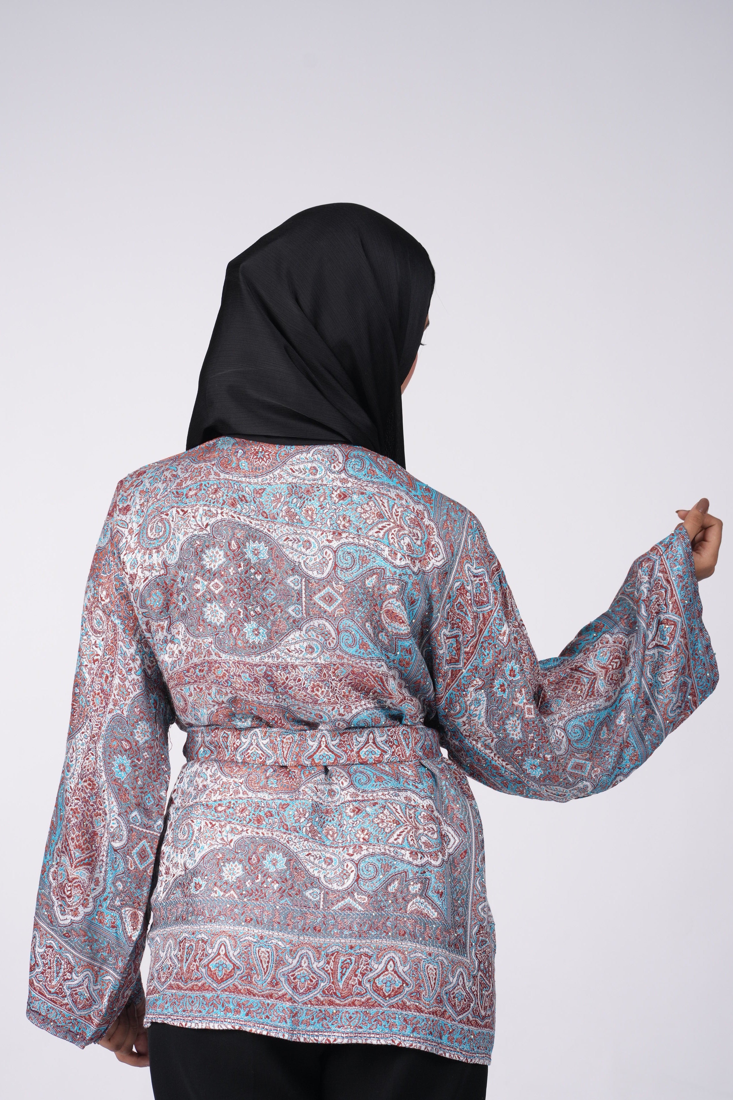 Pashmina Kimono - Blue & Brown