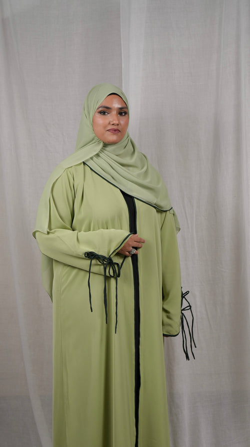 Lace Abaya - Matcha Green