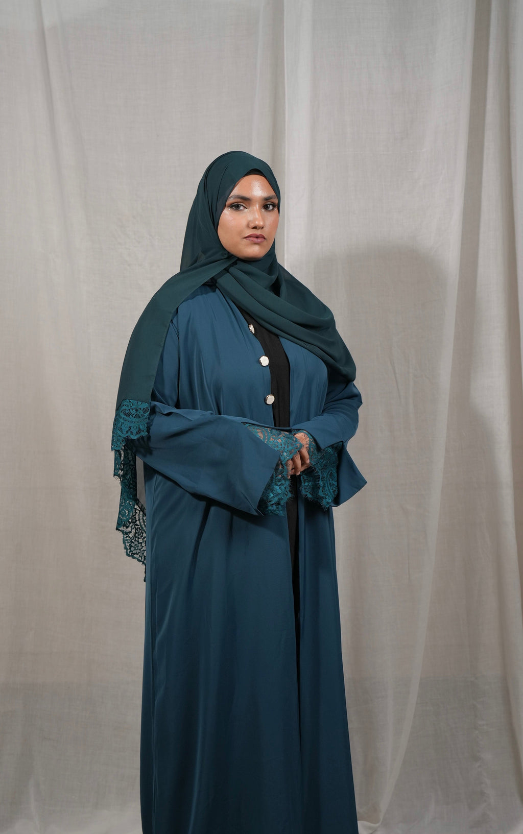 Lace Abaya - Teal