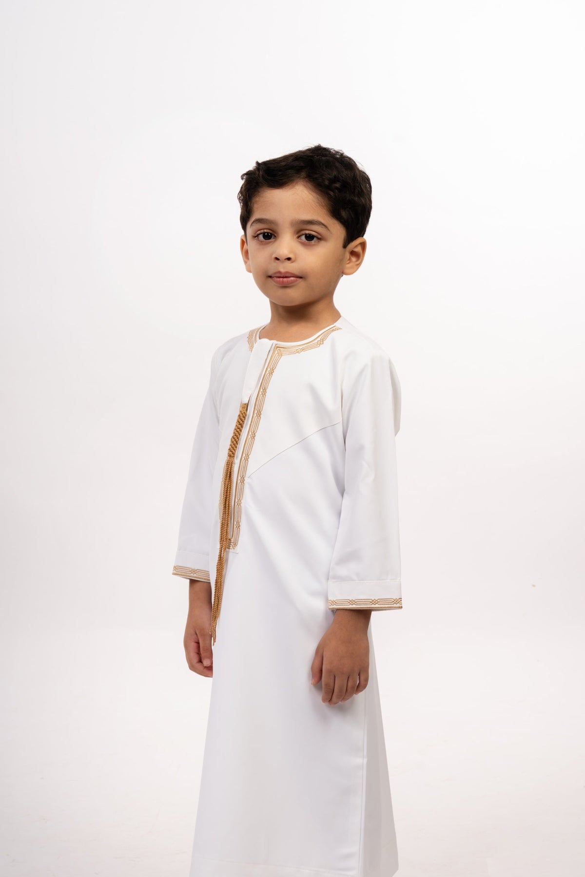 Kids Omani Thobe - White & Gold - individual photo 69