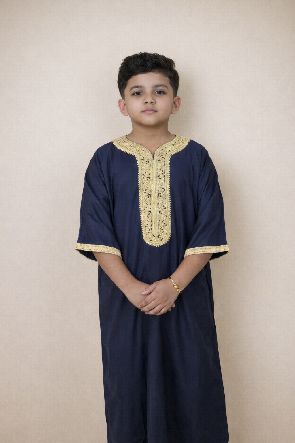 Kids Moroccan Thobe - Midnight Gold