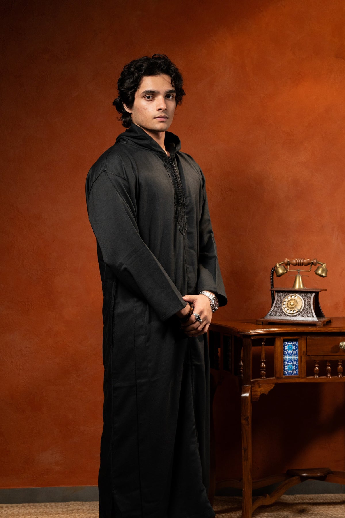 Premium Lightweight Hooded Djellaba - Black - individual photo 130