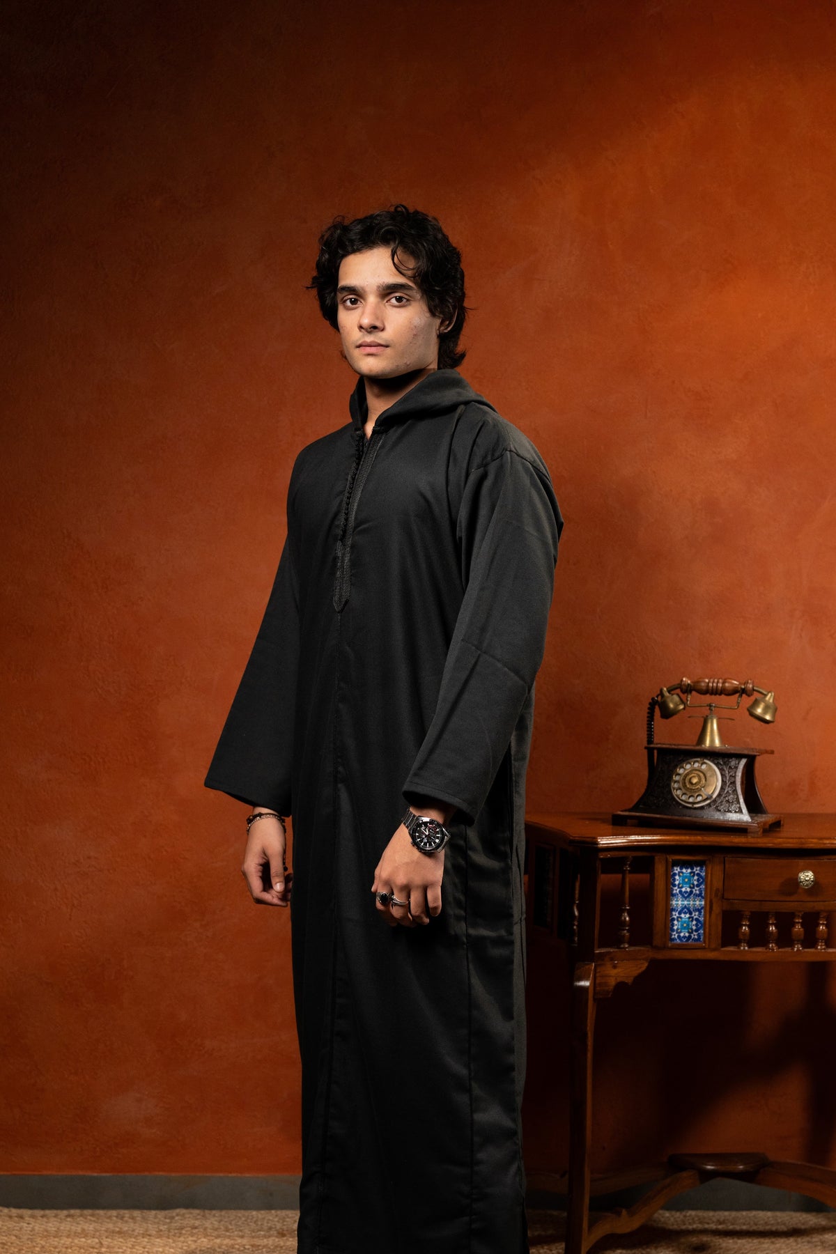 Premium Lightweight Hooded Djellaba - Black - individual photo 131