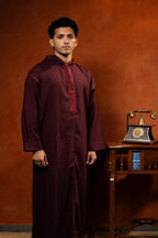 Premium Lightweight Hooded Djellaba - Maroon - individual photo 126
