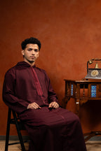 Premium Lightweight Hooded Djellaba - Maroon - individual photo 127