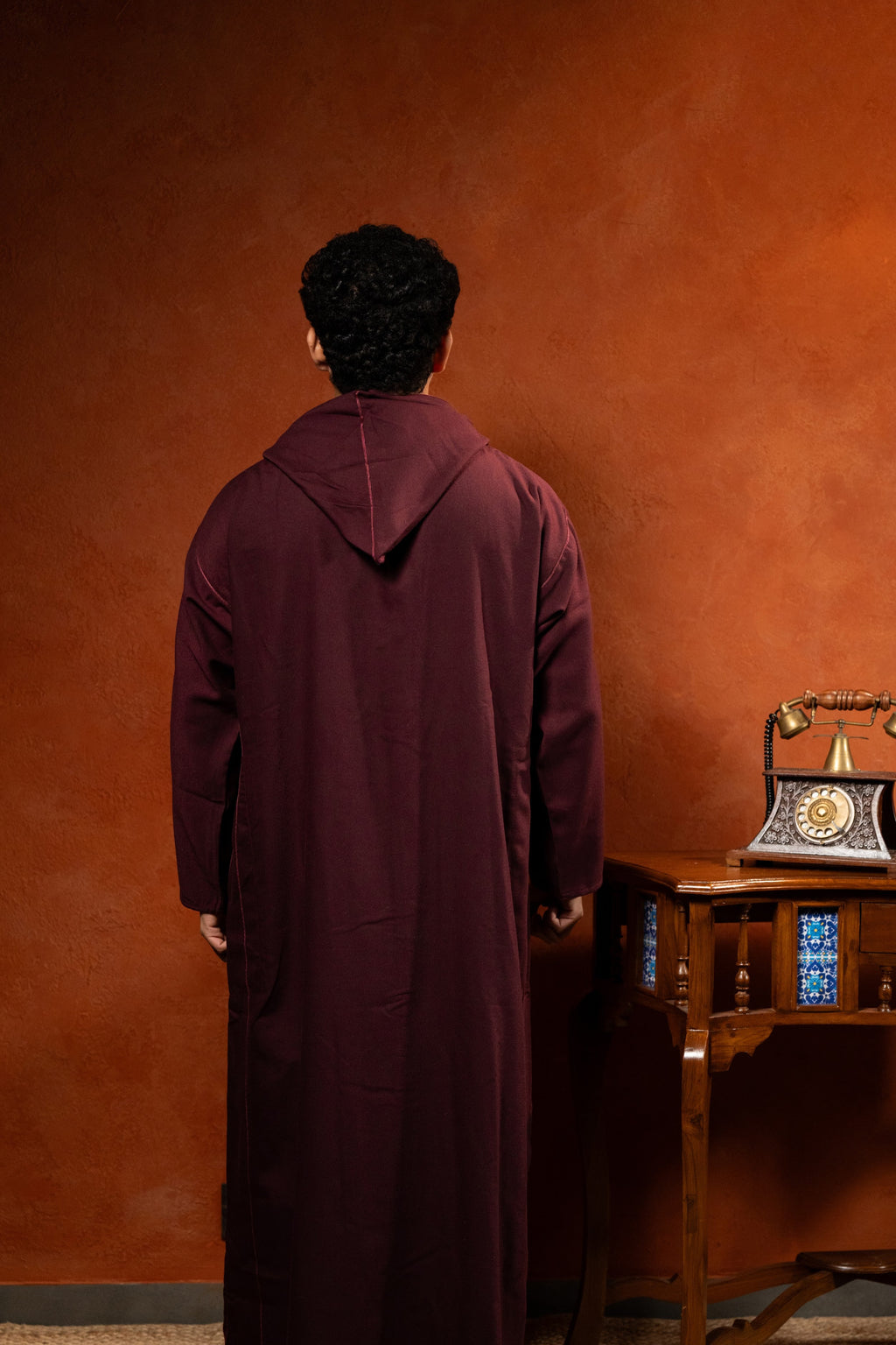 Premium Lightweight Hooded Djellaba - Maroon - individual photo 128