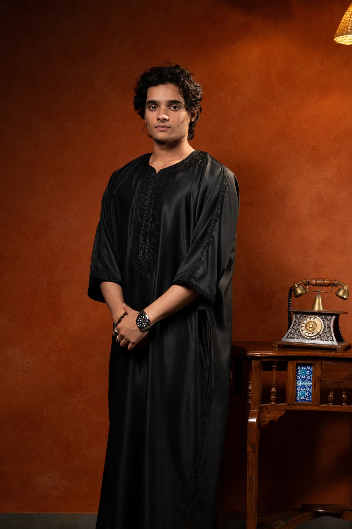 Premium Moroccan Gandoura - Black - individual photo 104