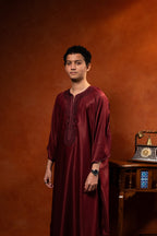 Premium Moroccan Gandoura - Deep Crimson - individual photo 111