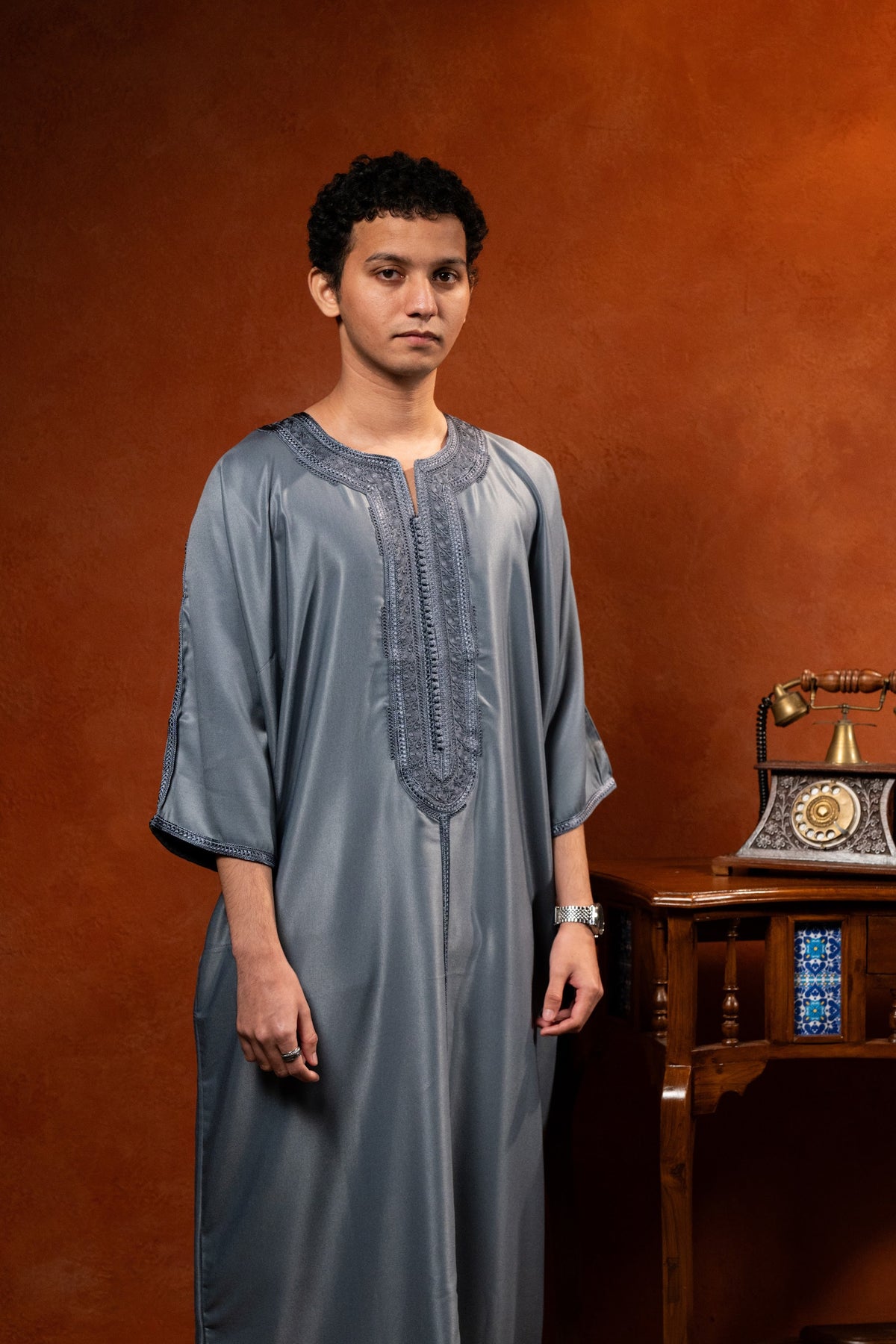 Premium Moroccan Gandoura - Grey - individual photo 119