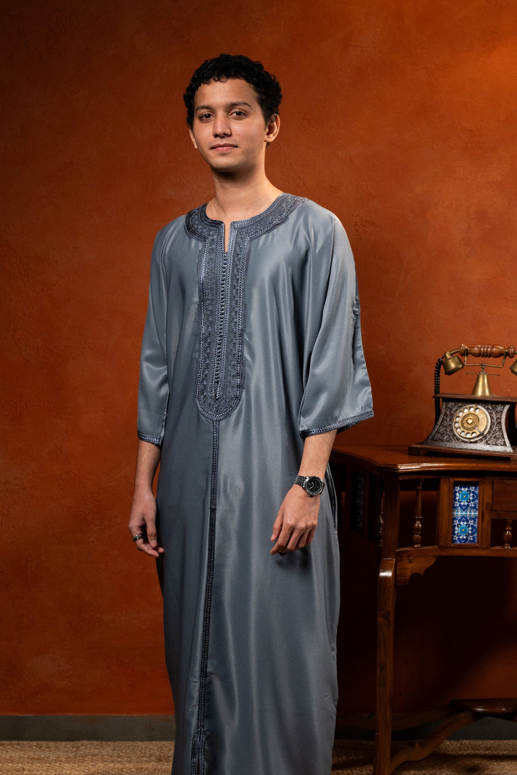 Premium Moroccan Gandoura - Grey - individual photo 120