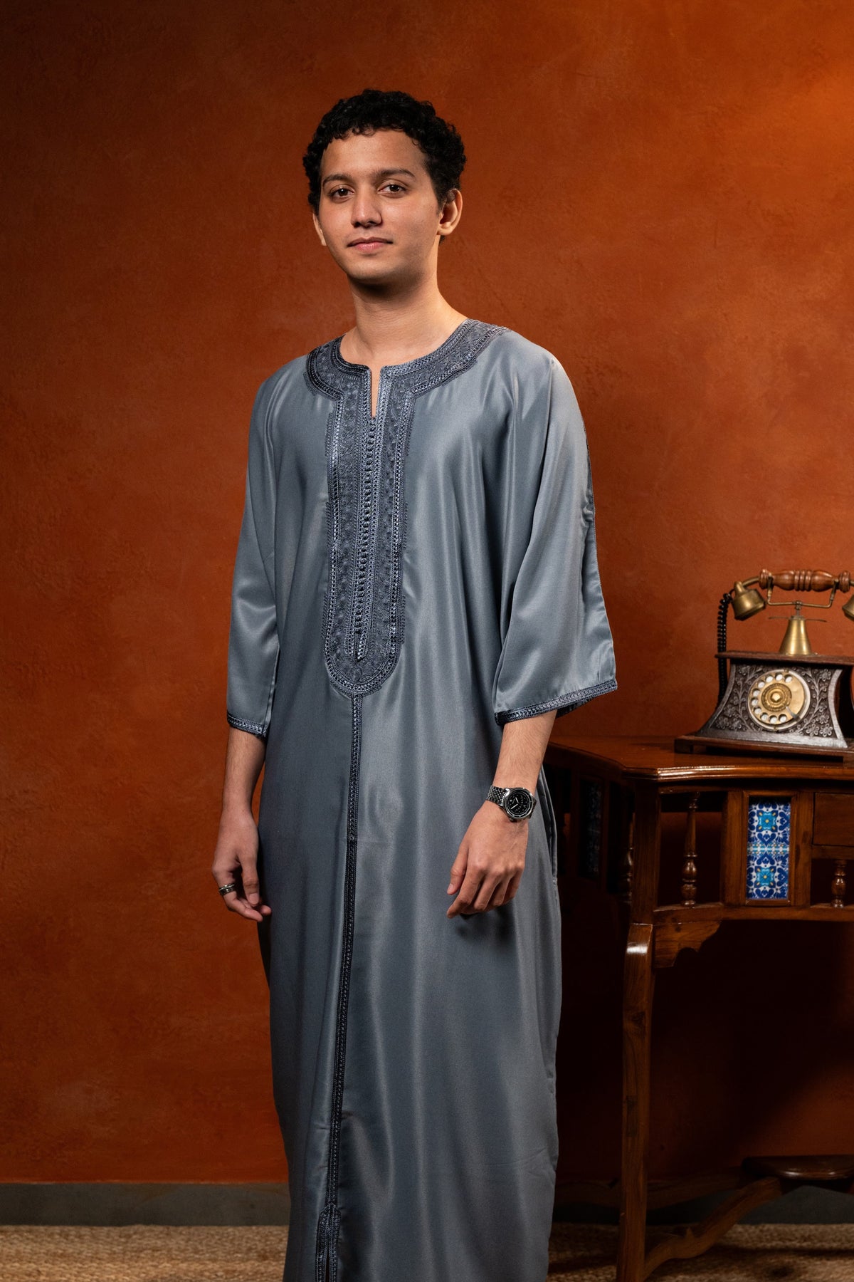 Premium Moroccan Gandoura - Grey - individual photo 120