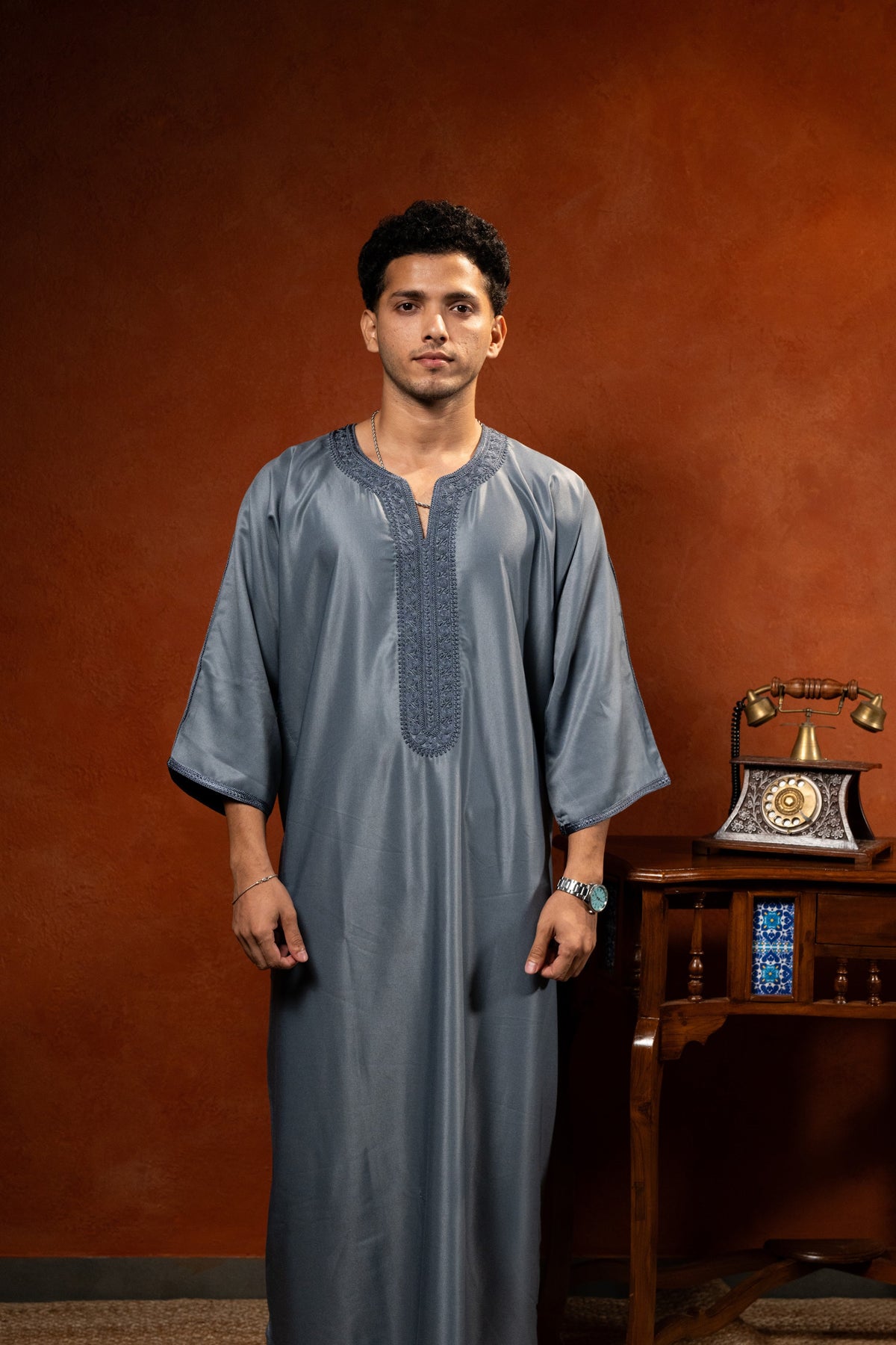 Premium Moroccan Gandoura - Silver Ash - individual photo 106