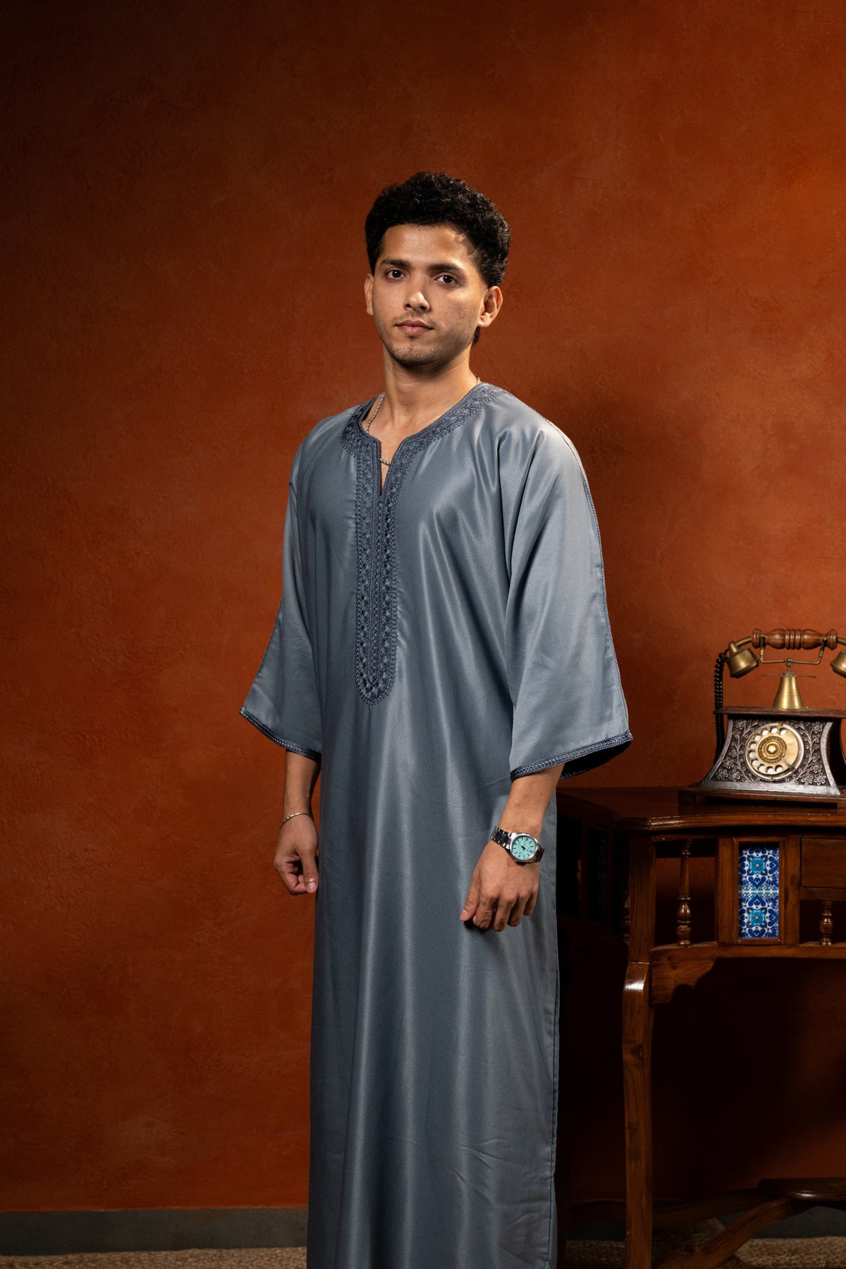 Premium Moroccan Gandoura - Silver Ash - individual photo 107