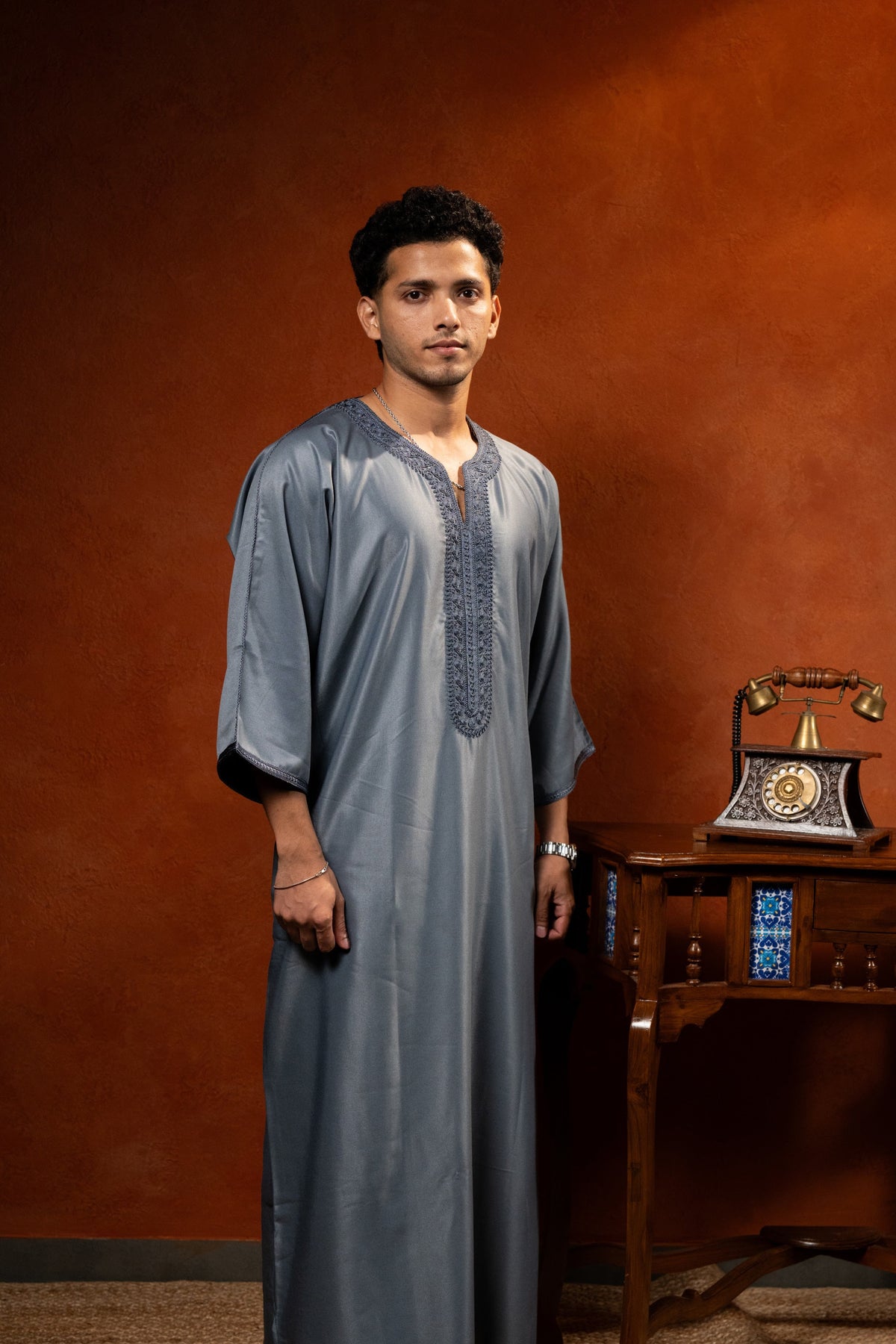 Premium Moroccan Gandoura - Silver Ash - individual photo 108