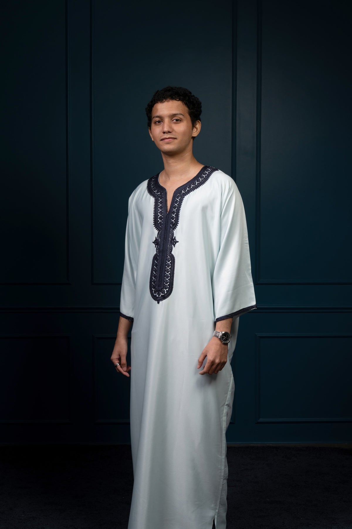 Premium Moroccan Gandoura - Sky Blue - individual photo 96
