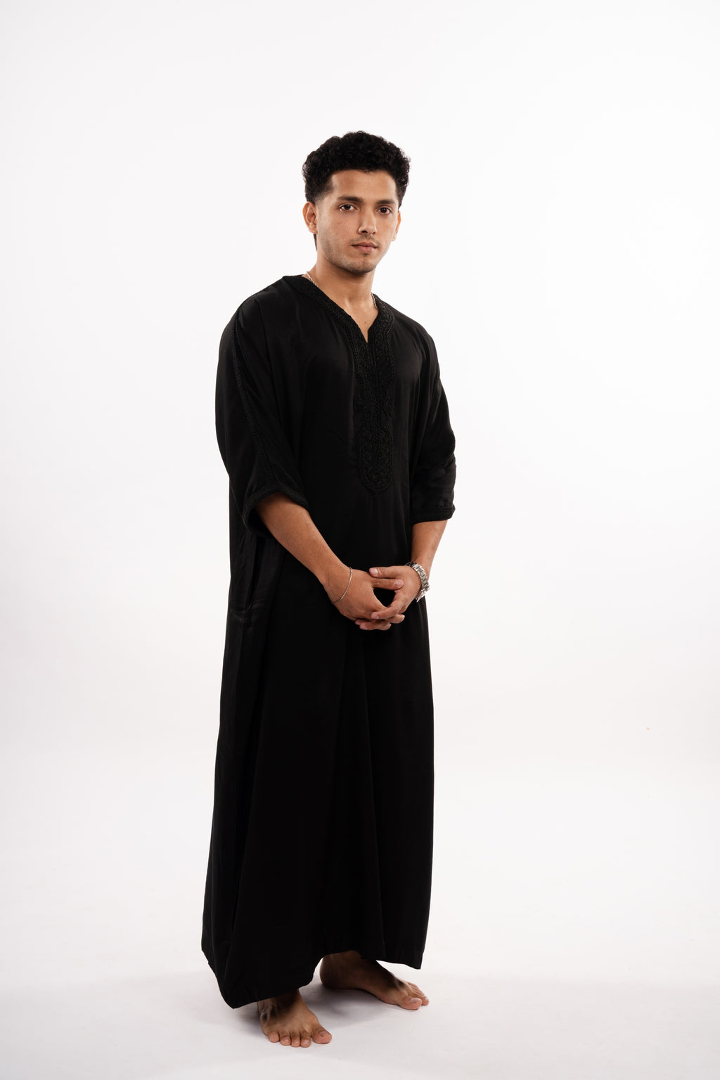 Premium Moroccan Thobe - Obsidian Black - individual photo 17