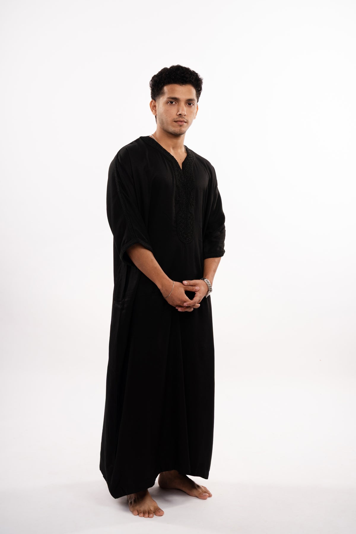 Premium Moroccan Thobe - Obsidian Black - individual photo 17