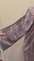 Pashmina Abaya - Light Blue & Red
