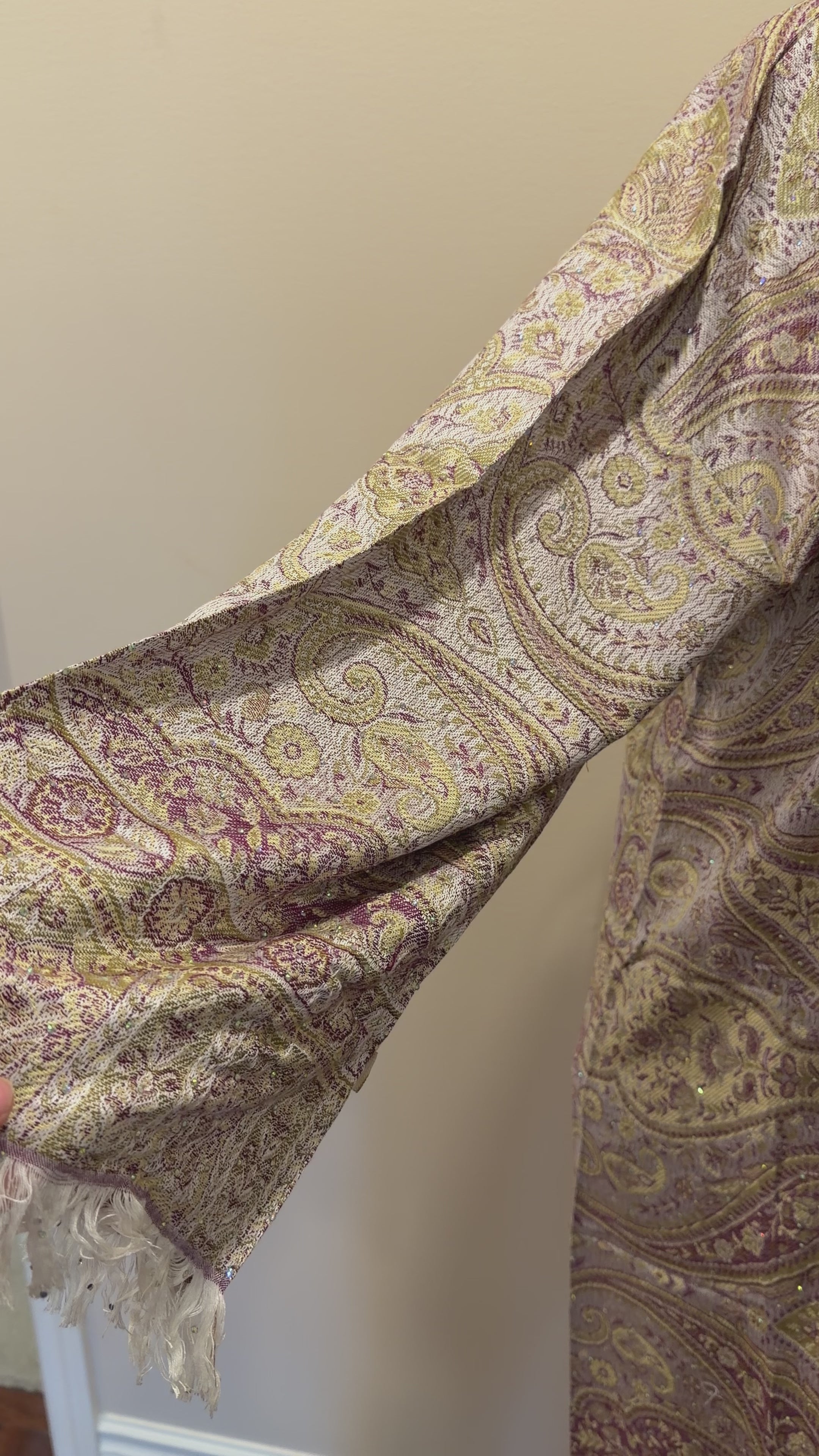 Pashmina Abaya - Olive & Purple