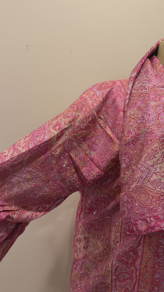Pashmina Abaya - Pink & Orange