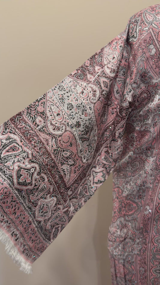 Pashmina Abaya - Light Pink & Black