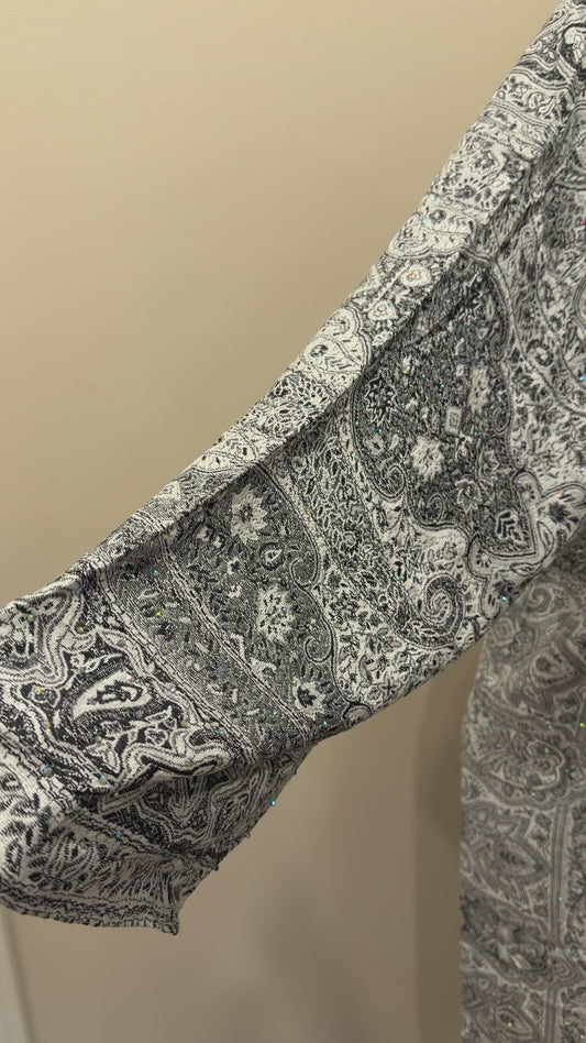 Pashmina Abaya - Black & White