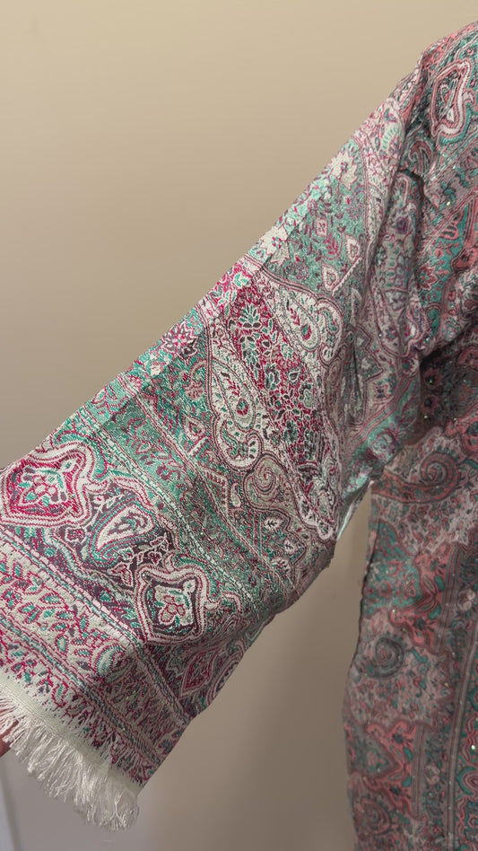 Pashmina Abaya - Green & Pink
