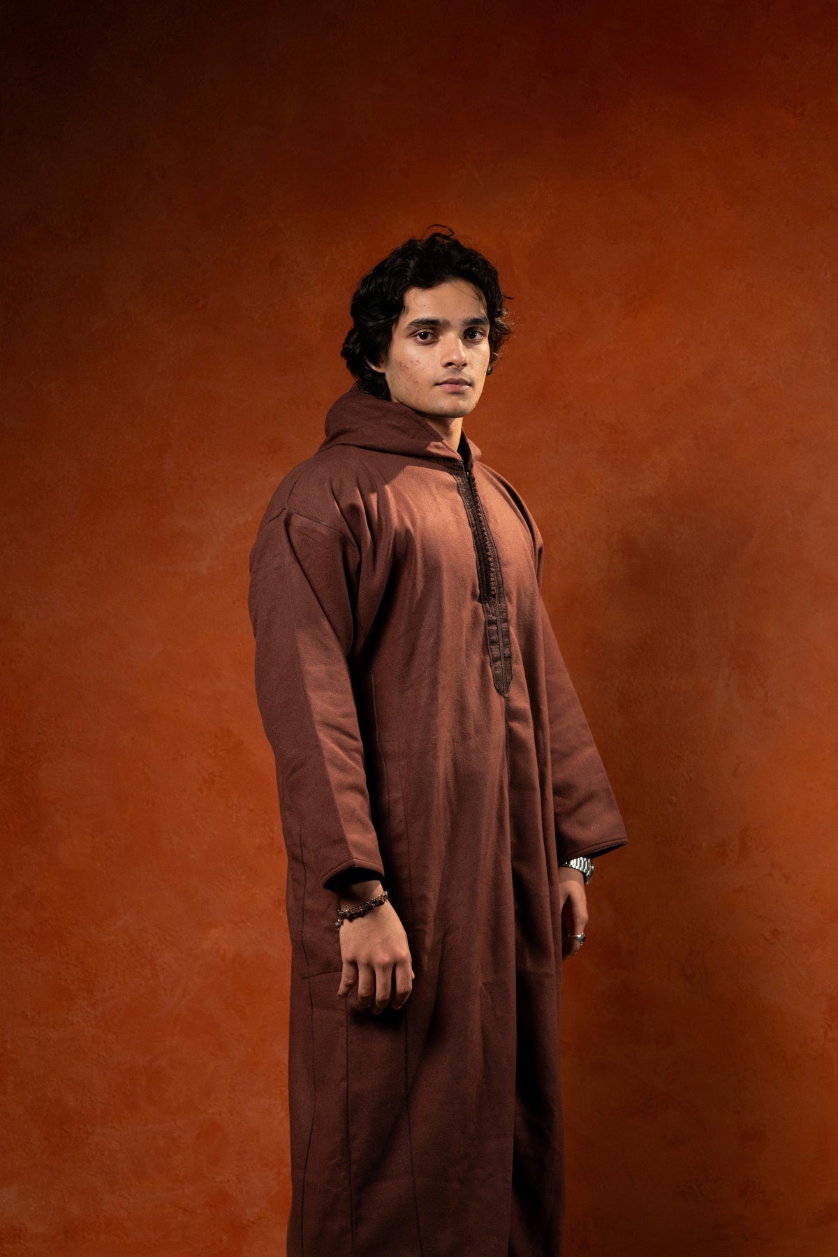 Winter Hooded Djellaba - Chocolate Brown - individual photo 134