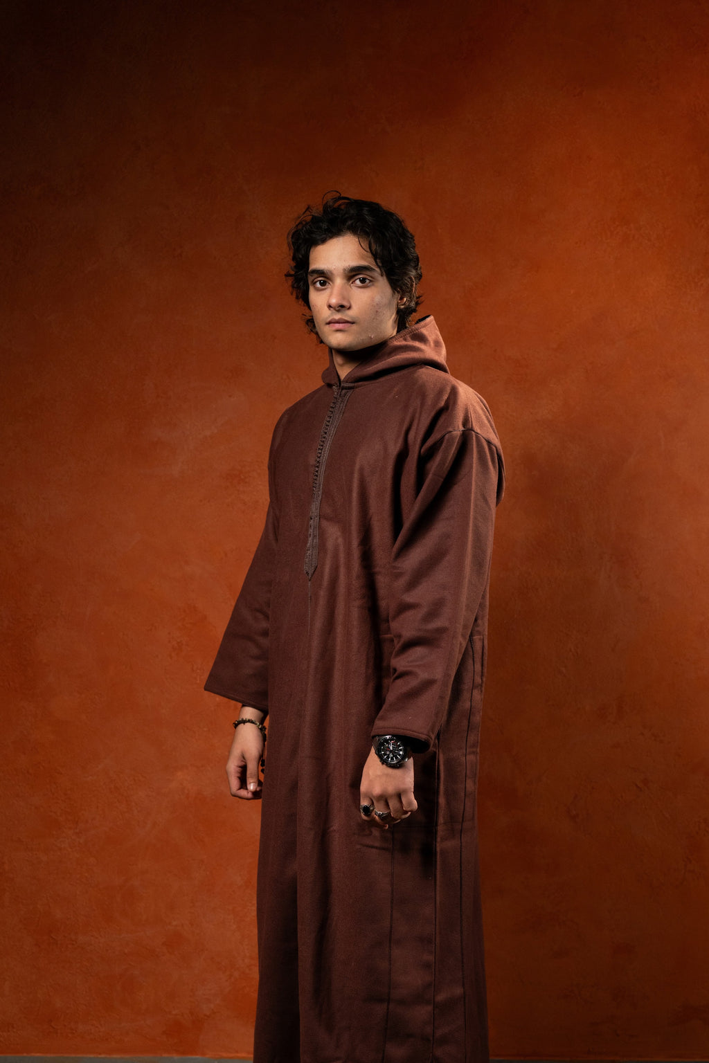 Winter Hooded Djellaba - Chocolate Brown - individual photo 135