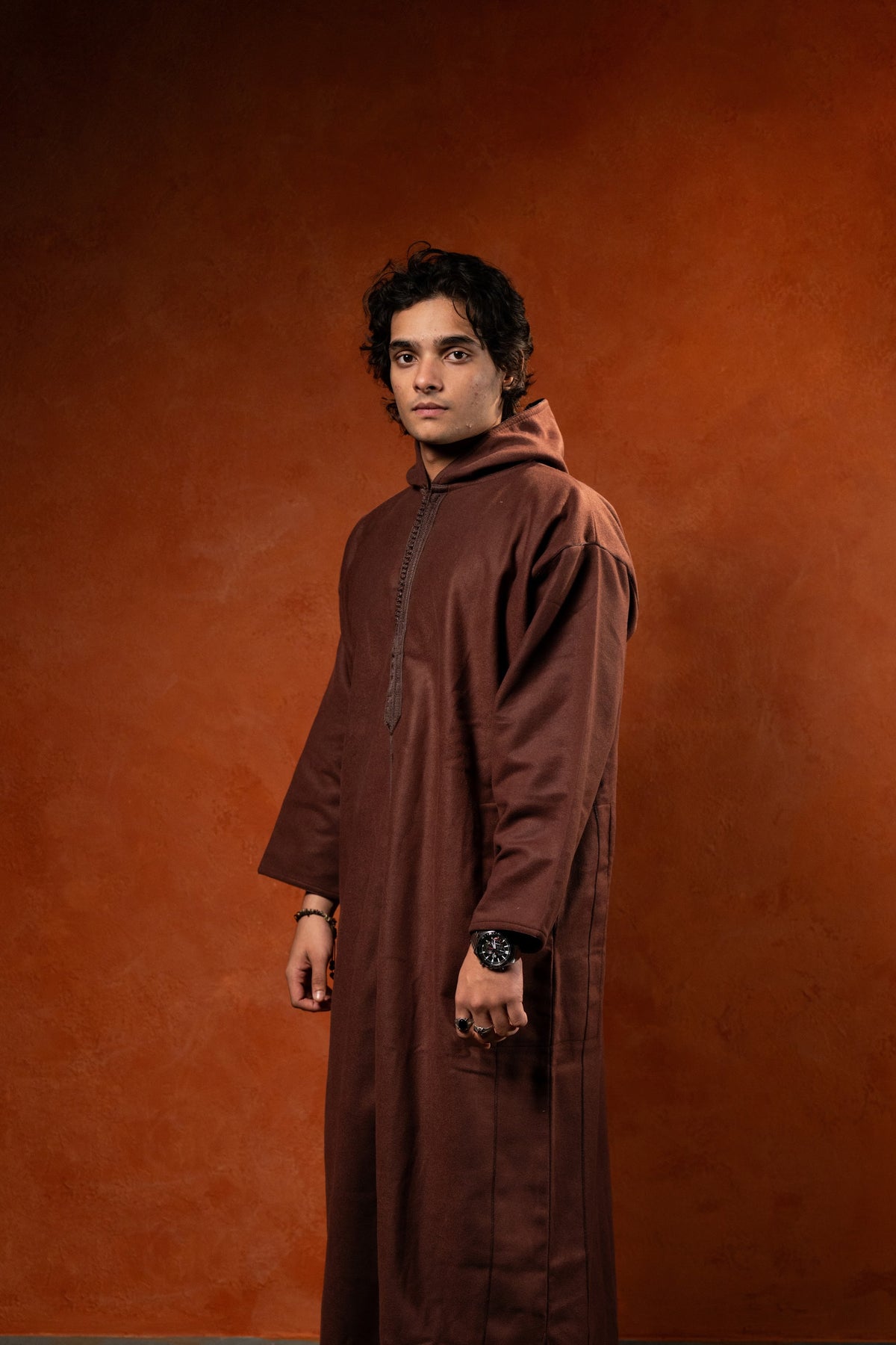 Winter Hooded Djellaba - Chocolate Brown - individual photo 135